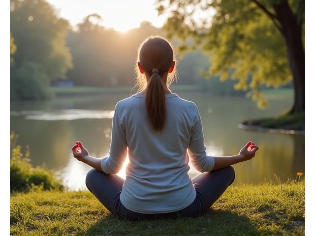 Imagen de una persona meditando al aire libre